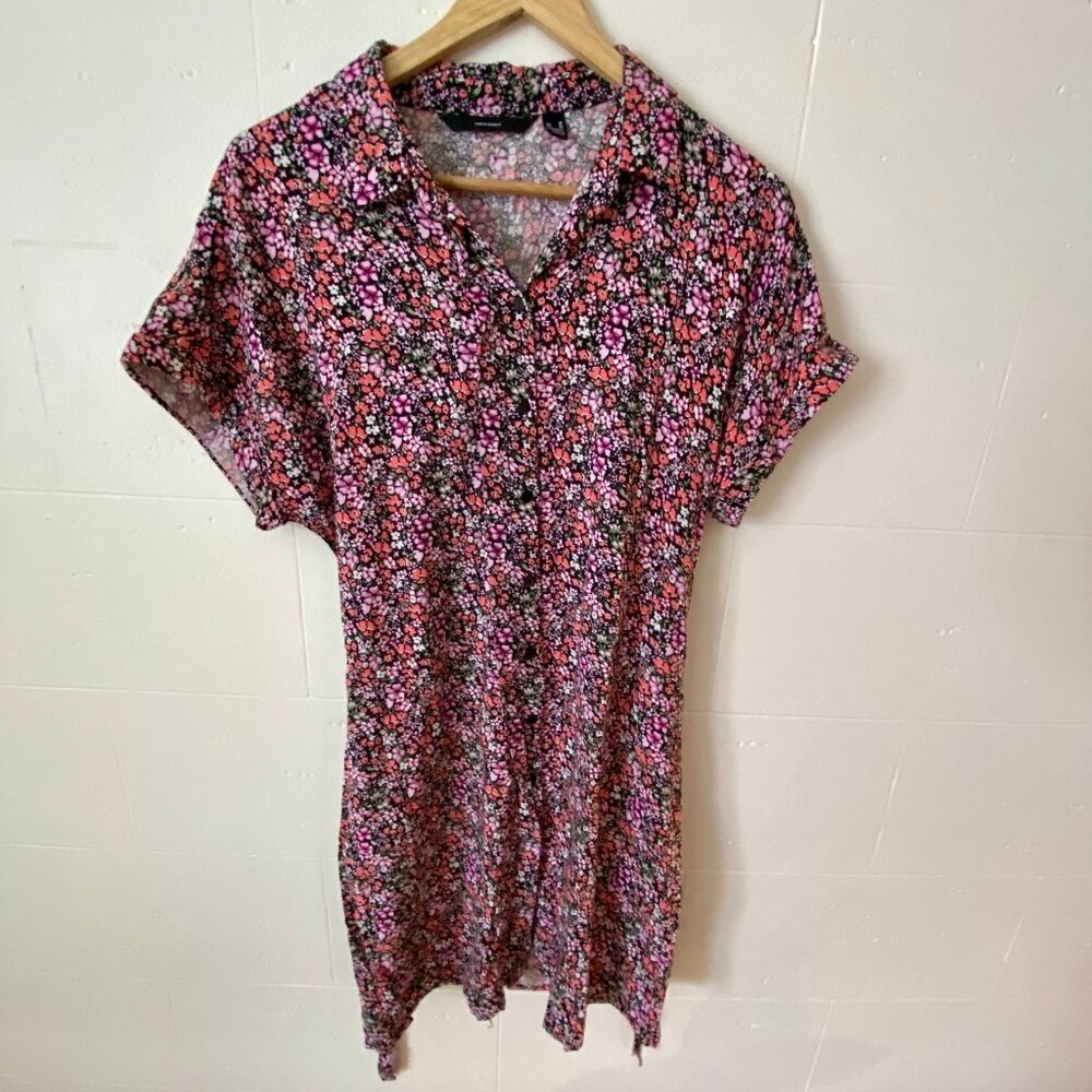 Vero Moda Floral Mini Dress - Pink and Black